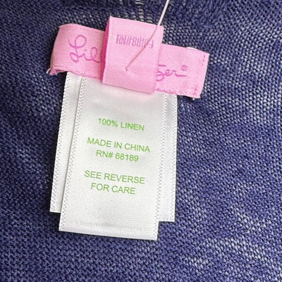 Lilly Pulitzer Myra Cardigan L/XL True Navy 100% Linen NWT - Picture 7 of 8